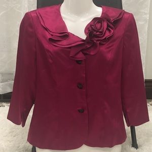 Maroon Suit Blouse 6P Ruffle Collar
